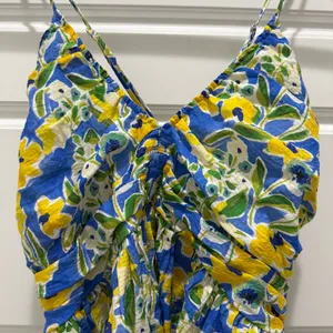 Lulus Artful Allure Blue Multi Floral Sleeveless Peplum Cami Top Medium thumbnail 6