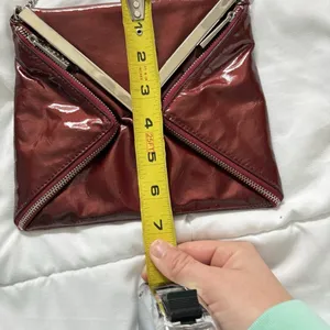 KOOBA Envelope Style Patent Leather Clutch Crossbody Shoulder‎ Chain Dark Red thumbnail 9
