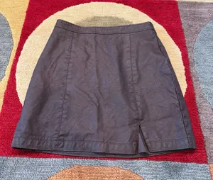 Abercrombie & Fitch Brown Vegan Leather High Waisted Mini Skirt with slit Small thumbnail 1