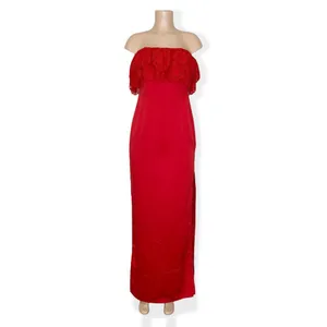 LOVERS + FRIENDS Sylvia Strapless Satin Gown, Flame Scarlet, Medium thumbnail 5