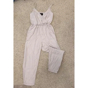 Abercrombie & Fitch Women Khaki Lyocell Wrap Jumpsuit Small Sleeveless Pockets thumbnail 3