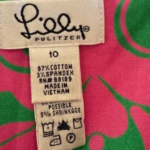 Lilly Pulitzer sz 10 Women Pink Green Crab Scallop Hem Dress Party Preppy Vintage thumbnail 10
