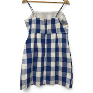 Blue Pepper Blue White Gingham Mini Wrap Dress Wooden Buckle Summer Picnic L thumbnail 4