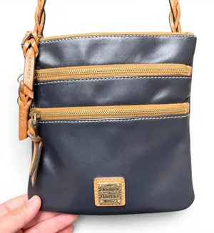 Dooney & Bourke Triple Zip Crossbody Navy Blue Smooth Leather Handbag thumbnail 1