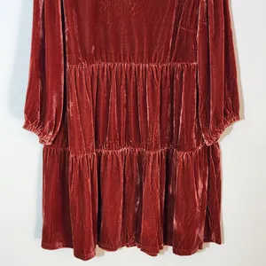 Umgee Burnt Orange Velvet Tiered Mini Dress Size XL NWT Wedding Guest Dress thumbnail 2