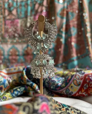 Silver & Turquoise Statement Earrings thumbnail 3