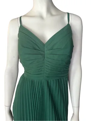 Latena Sweetheart Neckline Spaghetti Strap Pleated Formal Green Size 18 NWT thumbnail 2