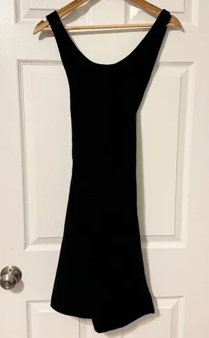 Abercrombie & Fitch Scuba Cross-Back Elevated Knit Ribbed Dress Size XL Black thumbnail 2
