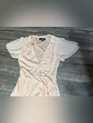 Lulus Blush Pink Ruffle Wrap Maxi Dress XS Flutter Sleeve Wedding Guest thumbnail 3