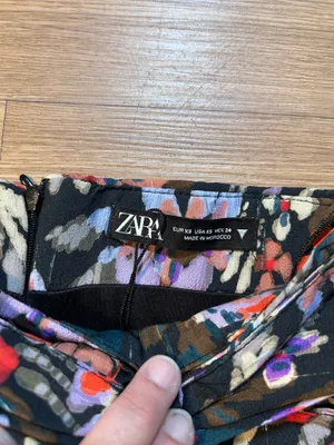 Zara XS Black Multicolor Floral Ruffle Knot Draped High-Waist Mini Skirt thumbnail 3