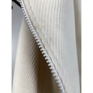 Wool Blend Cream Coat Asymmetrical Zip Front Black Trim Elegant Luxury Sz‎ Large thumbnail 7