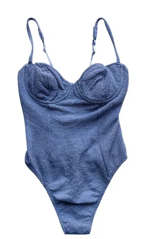 Vintage y2k Victoria’s Secret Gold Label Silver Glitter Lingerie Bodysuit M thumbnail 1