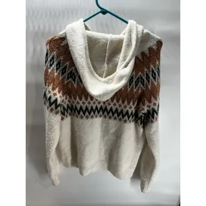 FRYE Women's Cozy Hooded Sweater Size‎ Medium Fair-Isle thumbnail 6