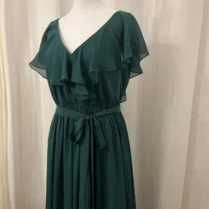 NWT JJ's House Chiffon Bridesmaid Dress Cascading Ruffles Sz 6 Dark Green 206476 thumbnail 5