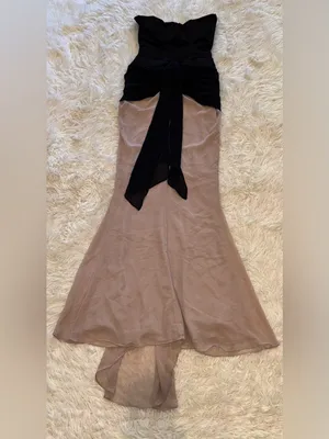 NEW House of CB CLARA Black and Blush Chiffon Strapless Maxi Dress Size S thumbnail 6