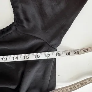 Four National Black Satin Asymmetrical Midi Dress Tie Waist Romantic Goth Size 4 thumbnail 10