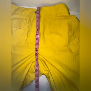 Anthropologie Yellow Wide Leg Pants with White Paisley thumbnail 16