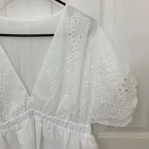 Shein Tiered Skirt Floral Eyelet Dress in White thumbnail 2