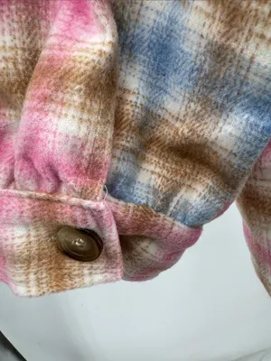 Timing Plaid Button-Down Shirt Jacket shacket flannel M oversized fall winter thumbnail 5