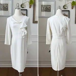 NWT Adriana Papell Ivory Semi Ruffle Sheath Dress $138 2 thumbnail 2
