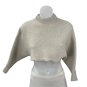 Aritzia Wilfred Free Lola 100% Wool Women's Gray Long Sleeve Crop Sweater Top M thumbnail 1