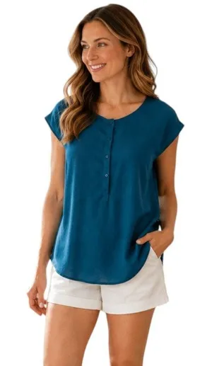 Joe Fresh Green Short Sleeve Top, M thumbnail 1