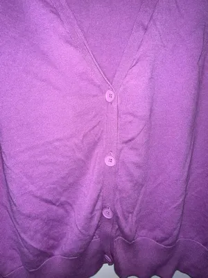 Talbots Purple Short Sleeve V-Neck Button Cardigan Sweater XL thumbnail 3