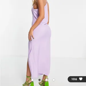 ASOS DESIGN one shoulder midaxi dress in satin with drape back in lilac thumbnail 2
