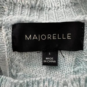 MAJORELLE Langley Cable Ruffle Sweater Small Blue Coquette Cottagecore Boho thumbnail 9