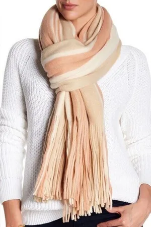 NWT Free People Striped Tan and Pink Scarf thumbnail 1