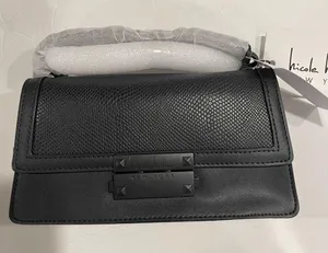 Nicole miller black matte vegan leather snake top handle dr. Bag crossbody NWT thumbnail 1