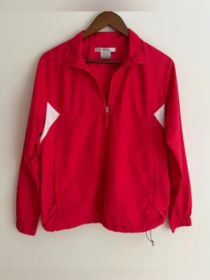 Vintage 2008 Nike Golf NikeFIT Storm Windbreaker Pullover Jacket Red White M thumbnail 12