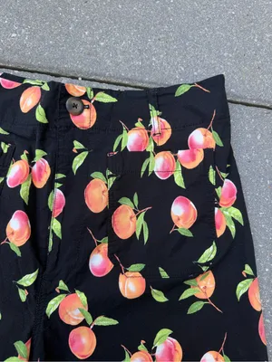 Anthropologie Maeve Colette Peach Print Wide Leg Pants Black 32 thumbnail 2