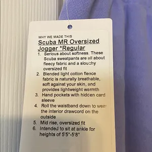 Lululemon Athletica Lavender Scuba MR Oversized Jogger Regular size L brand new thumbnail 4
