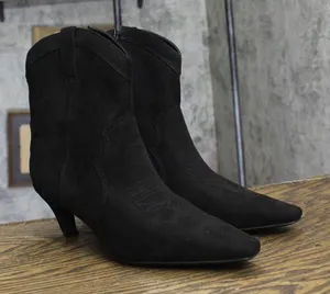 INC International Concepts Womens Secia Western Booties Black Microsuede 10.5M thumbnail 1