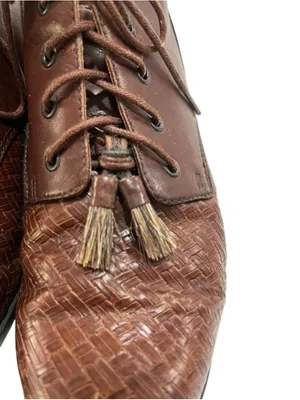 VTG 90s Ariat 16024 Leather Woven Toe Lace Up Ankle Boots Tassel Western 5.5 thumbnail 7