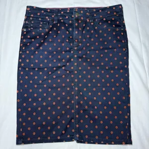 PILCRO & the Letterpress 28 Blue Denim Polka Dots Pencil Skirt Anthropologie thumbnail 1