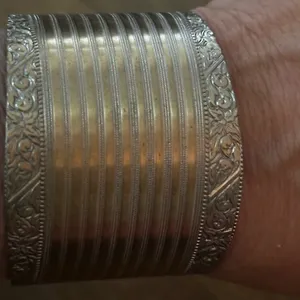 Vintage gold tone wide cuff bracelet thumbnail 2