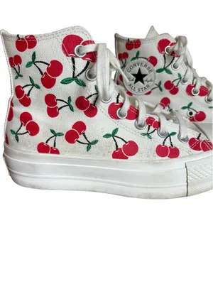Converse All Star Lift Platform High Top Sneaker Cherry Print Womens 6.5 thumbnail 9