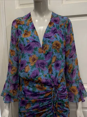 VERONICA BEARD 100% Silk Sean Floral-Printed Ruched Dress | Size 6🌸 thumbnail 5