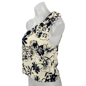 Abercrombie & Fitch Asymmetrical Scarf Floral One Shoulder Tank Blouse Top Sz XS thumbnail 3