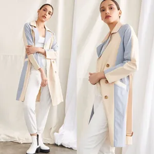New Belted Trench Coat In Color Khaki / Blue thumbnail 2
