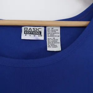 Basic Editions Plus Dress Womens 1X Maxi Blue Sleeveless Knit Casual Excellent thumbnail 2