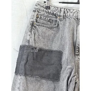 Garage Denim Gray‎ Patchwork Wide Leg Jeans Urban Street Utility Size 9 thumbnail 5