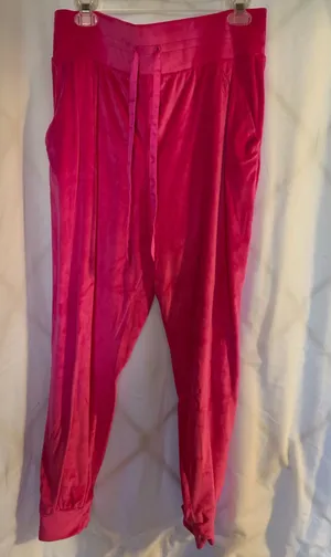 Hot Pink Velour Victoria’s Secret Joggers Sz L thumbnail 1