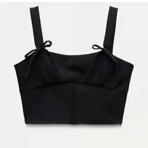 New With Tag ZARA Black Crop Top With Bow detailing thumbnail 2