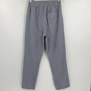 Free People Kate Gingham‎ Pants Navy White 100% Cotton Straight Leg Size Medium thumbnail 6
