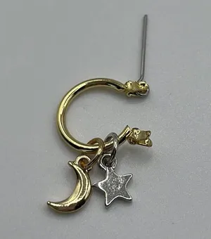 1/2” Gold Tone Hoops with Mixed Tone Star and Moon (silver stars/gold moons) thumbnail 7