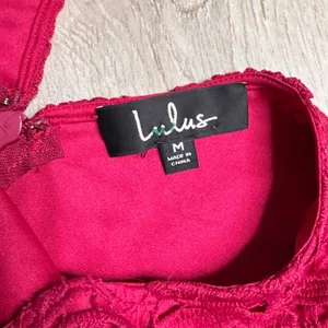 NWT Lulus Lace Sheath Dress Fuchsia Pink Short Sleeve‎ Knee Length Size Medium M thumbnail 5