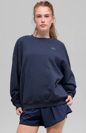 Alo Yoga NWOT Accolade Crew Neck Pullover Sweatshirt Navy Size M Oversized thumbnail 1